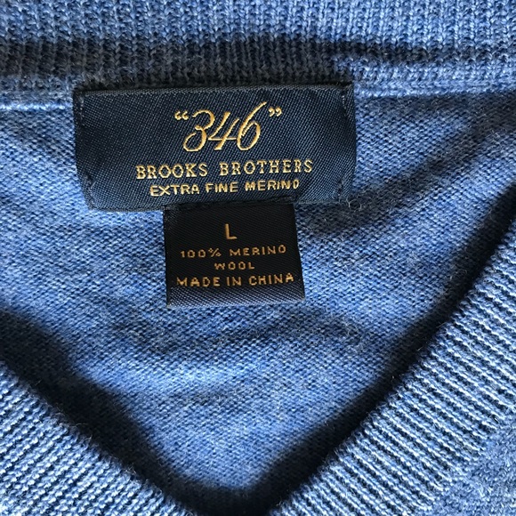 Brooks Bothers 100% Merino Wool V-neck Sweater L - Picture 5 of 6